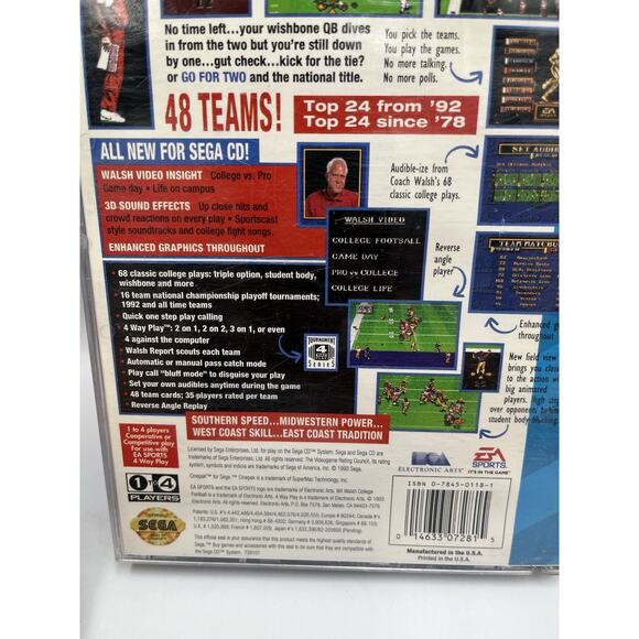 Bill Walsh College Football (Sega CD, 1993) Complete CIB - Picture 4 of 8